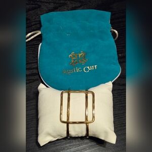 Gold-Tone Square Cuff Hammered Look Bracelet Rustic Cuff